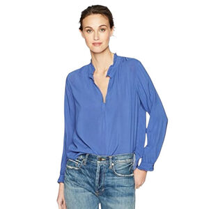 Women’s Velvet by Graham & Spencer Pila Challis Longsleeve Blouse, M, Marin
